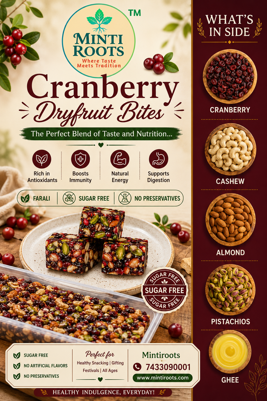 Cranberry dryfruit bites  - Image 2