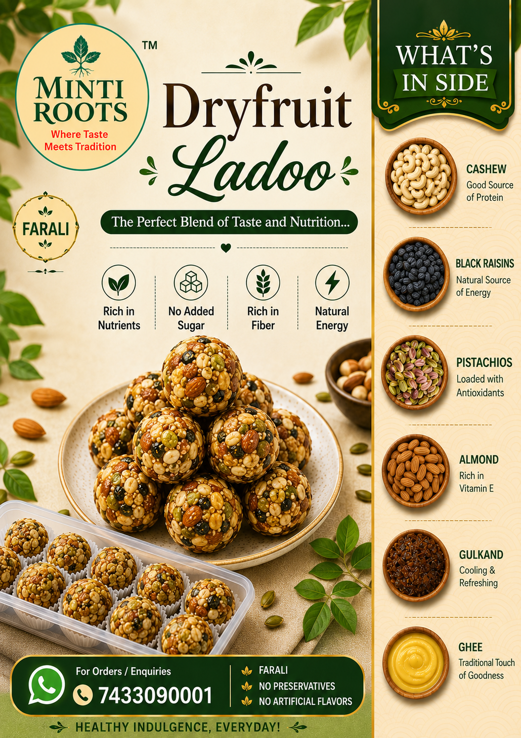 Pista dryfruit Gulkhand ladoo 12pcs 360gms  - Image 2