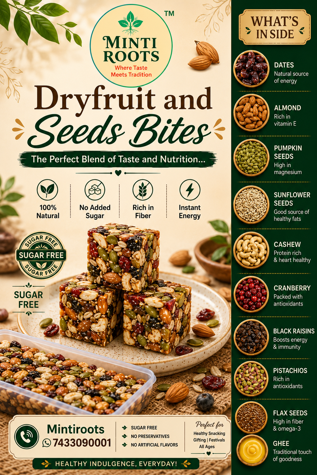 Dryfruit and seeds bites 480gms  - Image 2