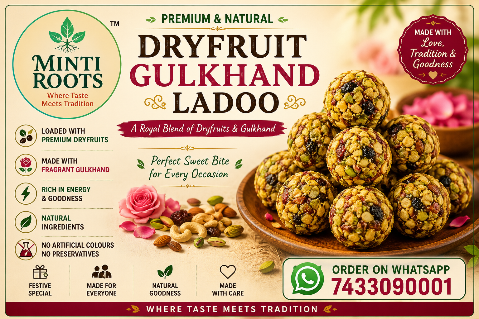 Pista dryfruit Gulkhand ladoo 12pcs 360gms 