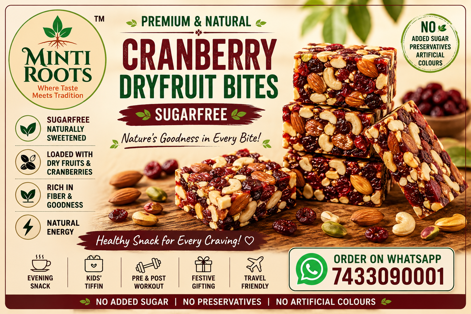 Cranberry dryfruit bites 480gmss 