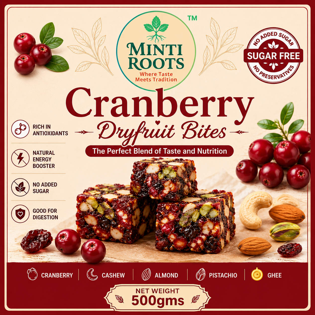Cranberry dryfruit bites 480gmss  - Image 2