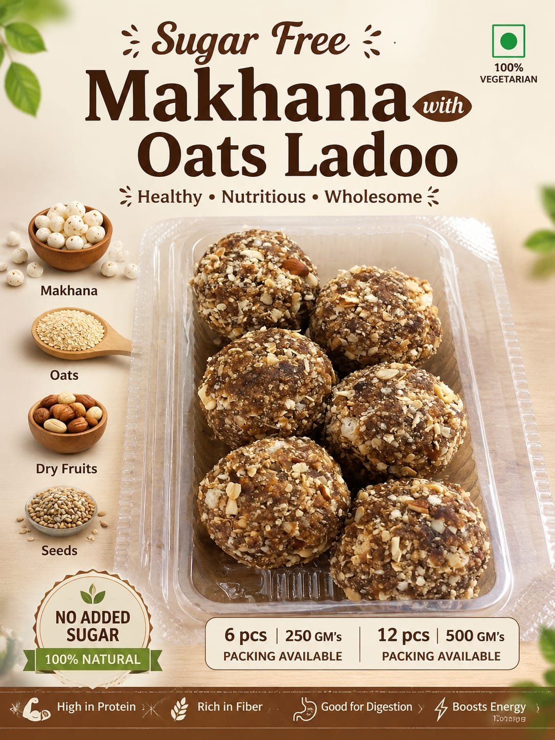 Makhana oats ladoo